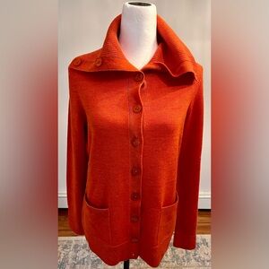 NWOT Talbots 100% Merino wool runs L, pumpkin Talbots cardigan
